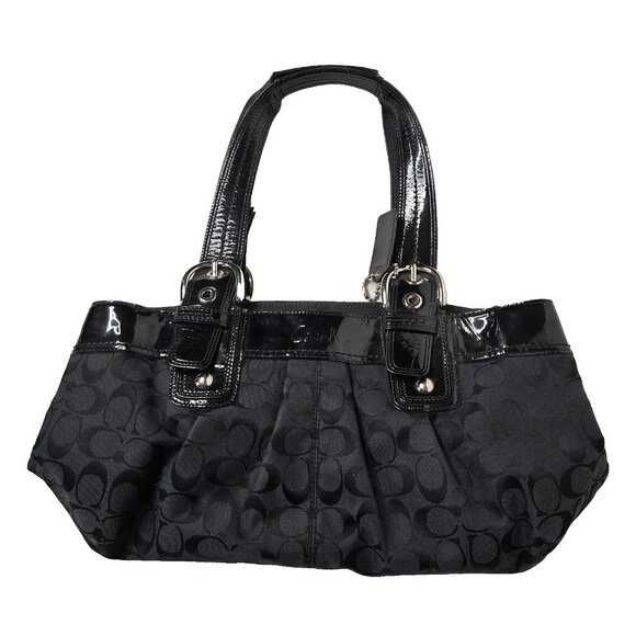 Coach Soho Hampton Pleated Black Satchel Logo Purse Bag - Picture 1 of 13
